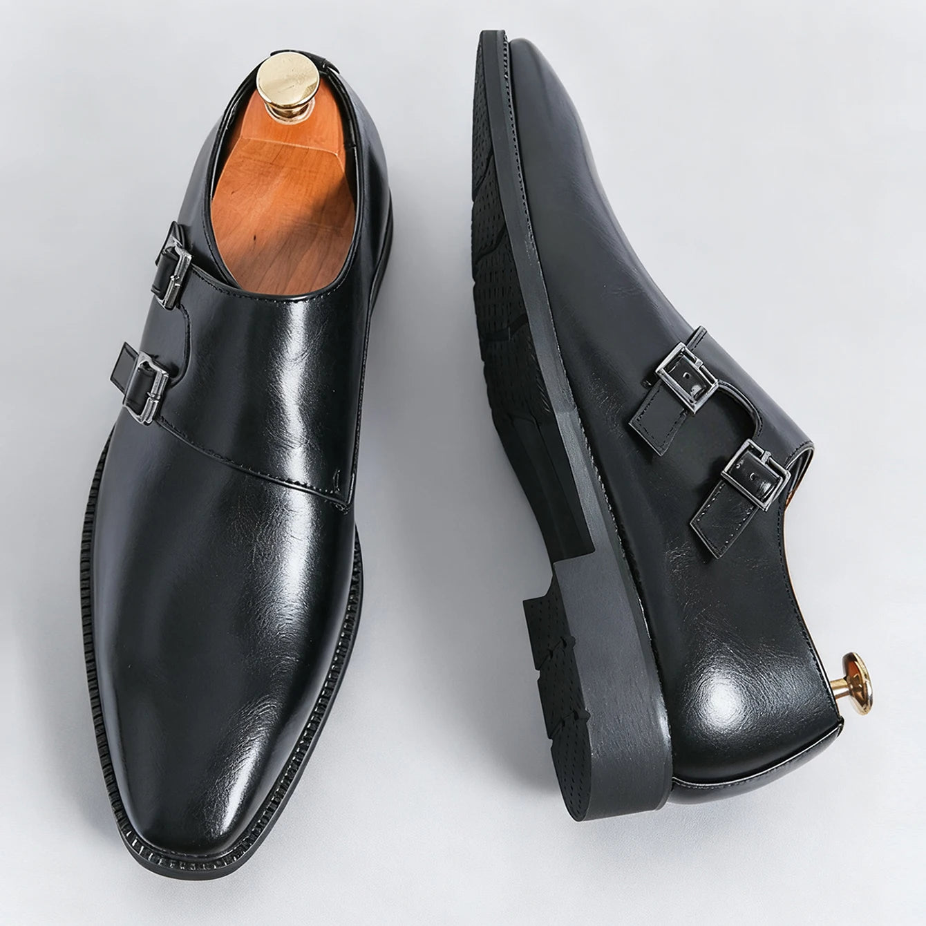 Scarpe Classiche Da Uomo In Pelle Monaco Con Abito Retrò Con Fibbia A Punta Oxford Da Uomo Comode