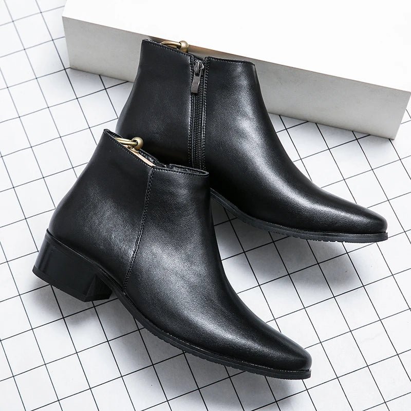 Stivaletti Chelsea Classici Da Uomo Neri In Pelle In Stile Britannico Con Zip Slip On Eleganti Alte