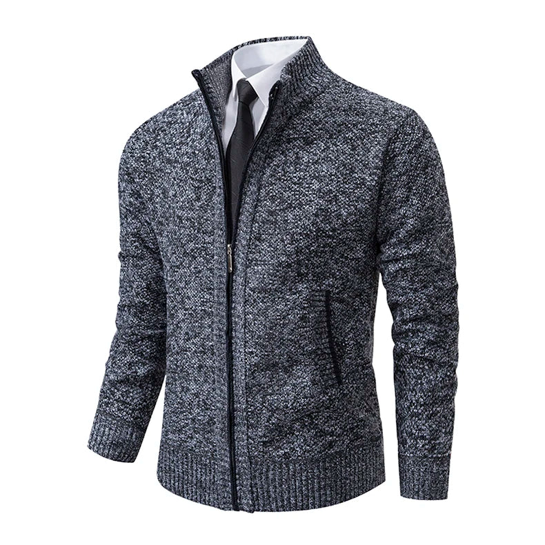Cappotto Sportivo Casual Da Uomo In Jersey Autunno Inverno Con Colletto Alla Coreana E Cerniera Frontale In Pile