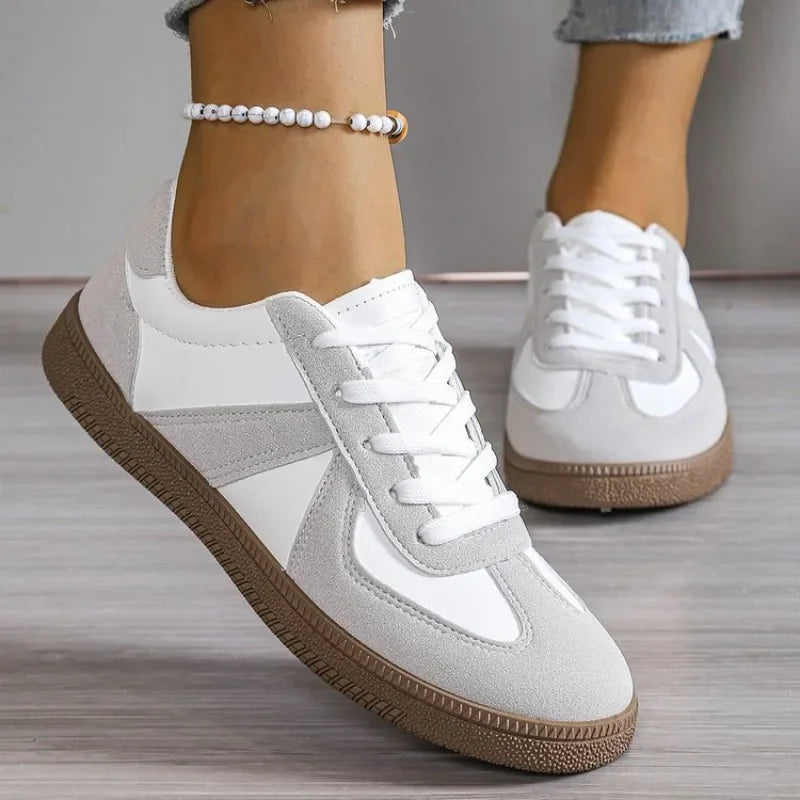 Scarpe Sportive Da Donna Vulcanizzate Piatte Stringate Colori Misti Moda Autunno 2025 Comode Casual