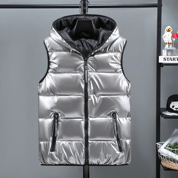 Gilet Imbottito Da Uomo Con Cappuccio Antivento In Cotone Caldo E Spesso Modello 2026 Invernale