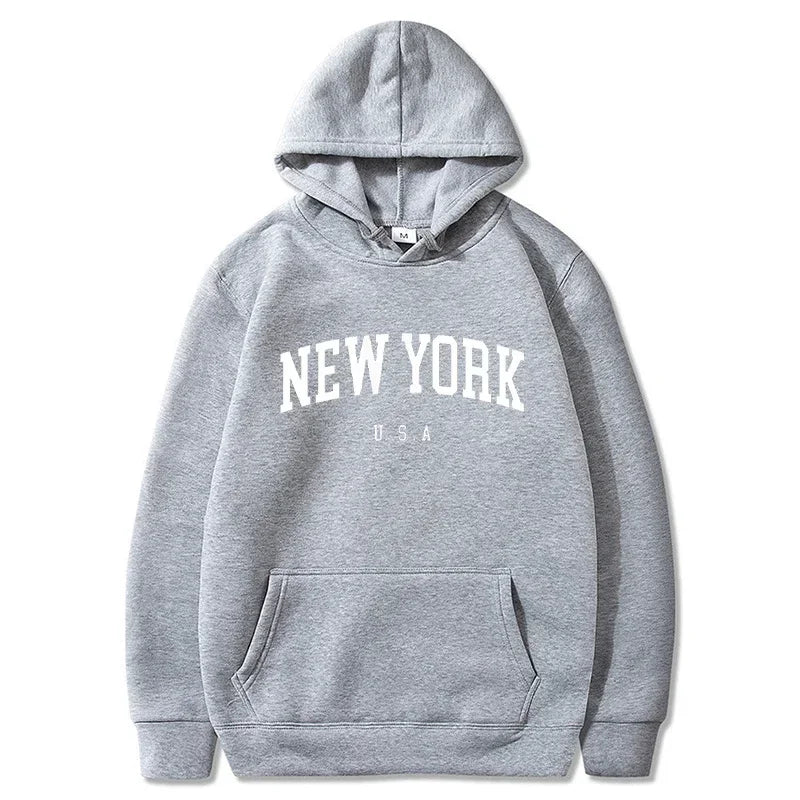 Felpe Con Cappuccio Uomo Donna New York City Stampe Lettere Grafica Casual Harajuku Pullover Abbigliamento Sportivo