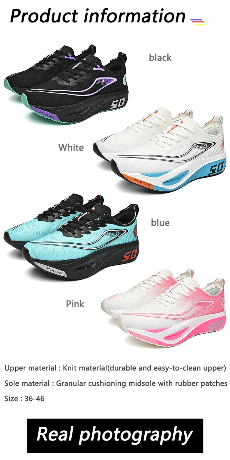 Scarpe Da Corsa Sportive Unisex Traspiranti Comfort Outdoor Nero Taglia 10 Per Uomo E Donna