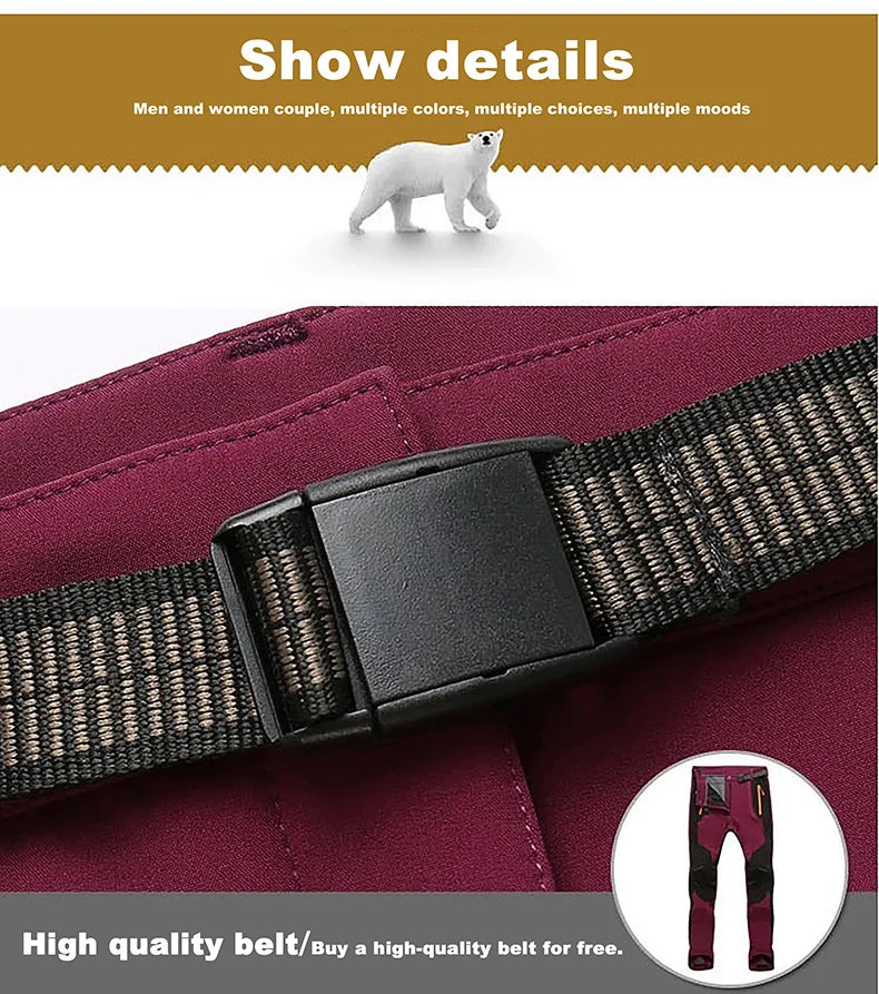 Pantaloni In Pile Invernali Da Donna Per Trekking Impermeabili Caldi Softshell All Aperto Antipioggia Antivento