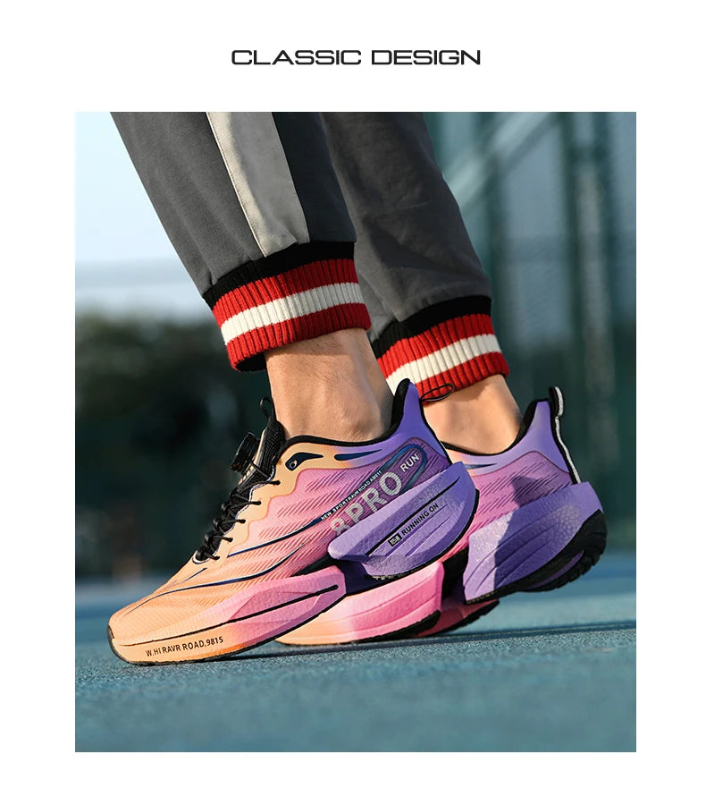 Scarpe sportive da uomo Scarpe da corsa da maratona con piastra in carbonio con palmo pieno Scarpe da tennis da coppia leggere e traspiranti in mesh Scarpe da allenamento