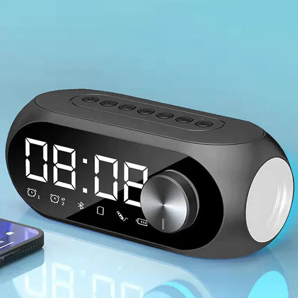 Sveglia Radio FM Con Altoparlante Bluetooth Subwoofer Portatile Con Lampada Integrata E Suono Wireless