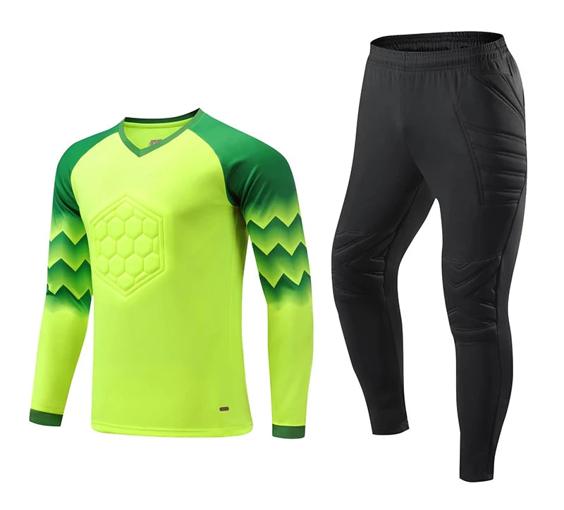 2023 uomo bambino portiere di calcio uniforme spugna protettiva manica lunga allenamento di calcio portiere top maglia da calcio pantaloni personalizzati