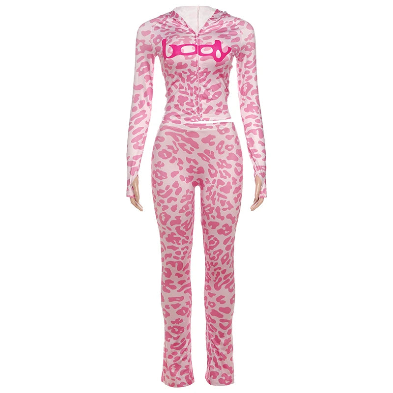 Sisterlinda Set Due Pezzi Cardigan Con Zip Da Donna Giacca Corta Con Cappuccio E Leggings Skinny Stile Sportivo