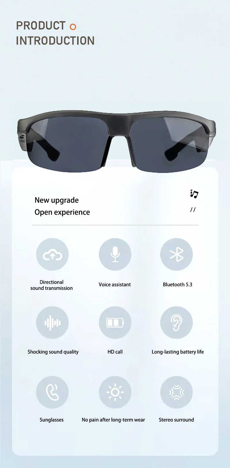 Occhiali Da Sole Intelligenti Con Auricolari Bluetooth M6Pro Nero Conduzione Ossea Per Ciclismo Guida Lungo Raggio