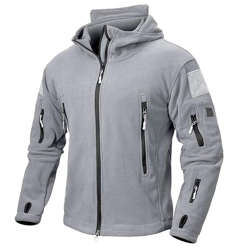 Giacca Invernale In Pile Tattico Da Uomo Calda Con Cappuccio Esterno Polare Escursionismo Sportiva Casual Con Zip