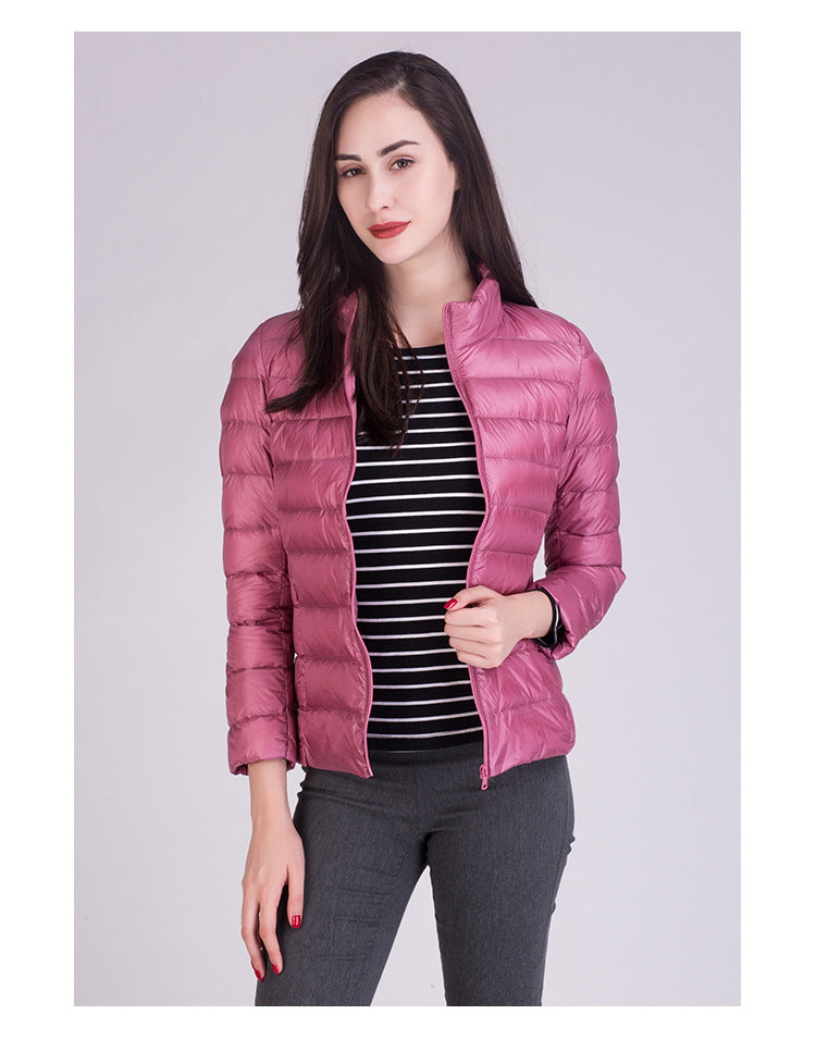 Cappotto Imbottito Femminile Ultraleggero Ripiegabile Collo Alla Coreana Slim Fit Da Ufficio 2023 Nuovi Arrivi