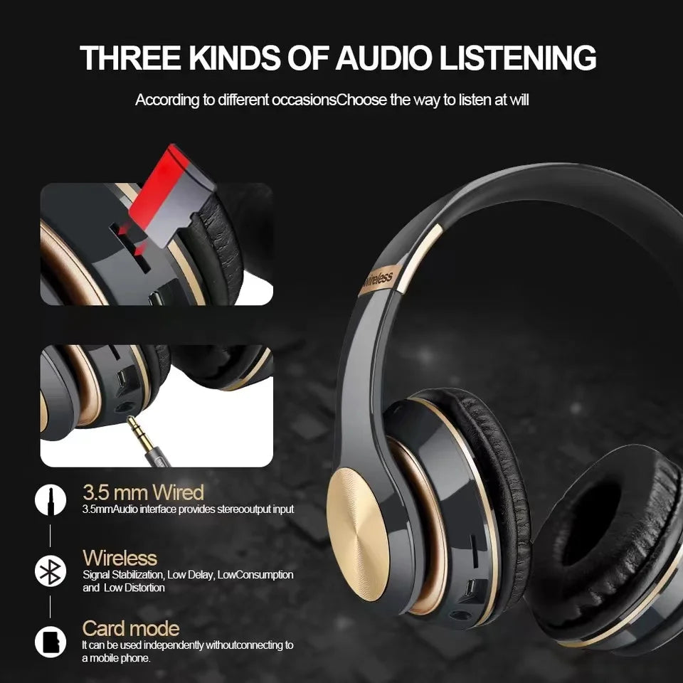 Auricolare Bluetooth T5 Pieghevole Con Microfono Integrato Per PC Gaming E Assistente Vocale Wireless E Cablate 3,5 Mm