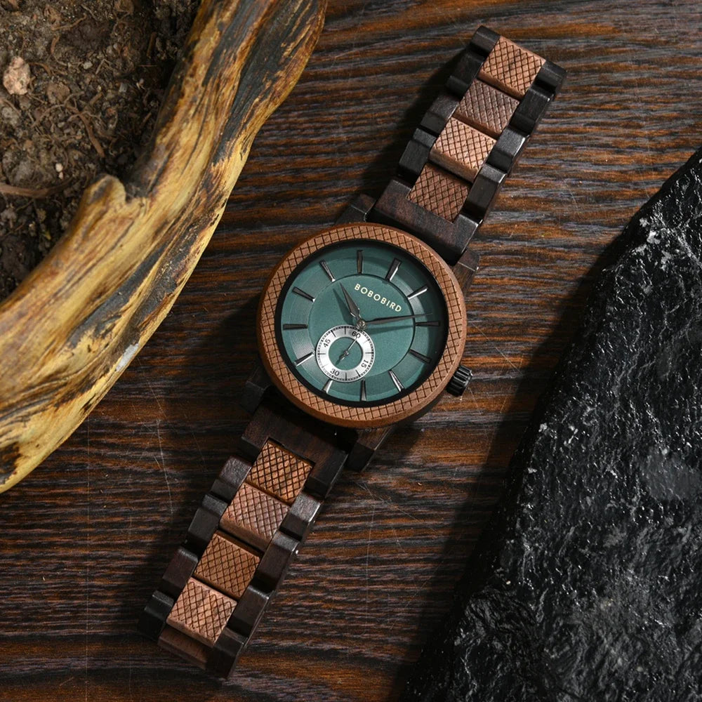 BOBOBIRD Orologio In Legno Da Uomo Personalizzato Nome Testo Sulla Custodia Posteriore Orologio Quarzo Scatola Regalo