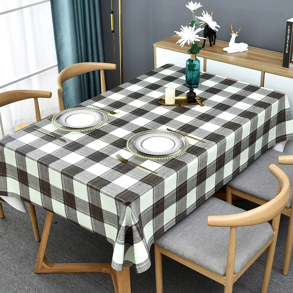 Tovaglia Rettangolare Stile Semplice Scozzese Blu Bianco Grigio Impermeabile Lavabile In Lavatrice Per Interni Ed Esterni