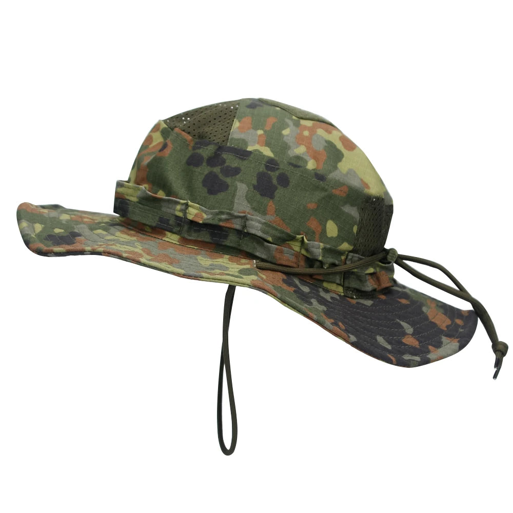 Cappello Boonie Camouflage Protezione Solare Traspirante Antivento Uomo Per Escursionismo Pesca Caccia
