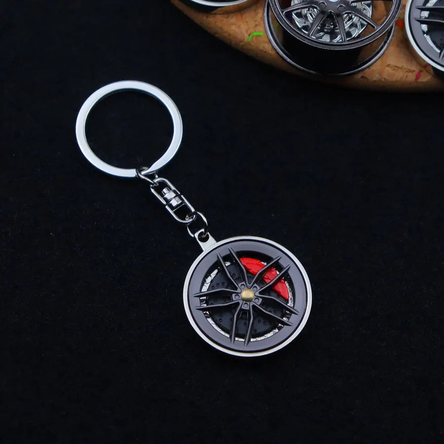 Portachiavi Con Mozzo Ruota In Metallo Alla Moda Fidget Spinner Auto Rotanti Ciondolo Compleanno Regalo Festa Papà