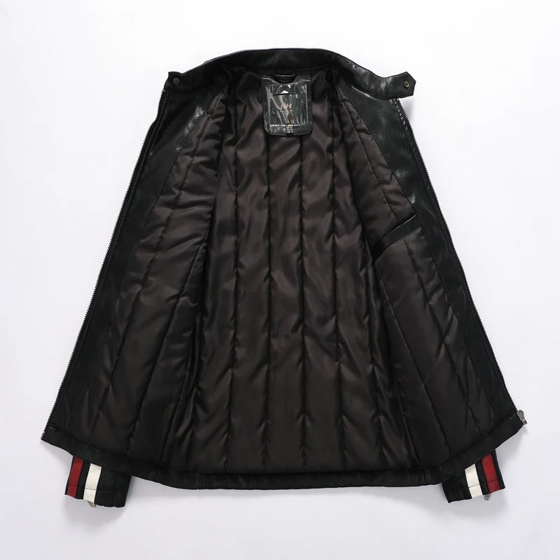 Dimusi Giacche Invernali Uomo In PU Stile Moto Vintage Cerniera Ecopelle Biker Con Cappuccio Nero Blu Rosso Vino