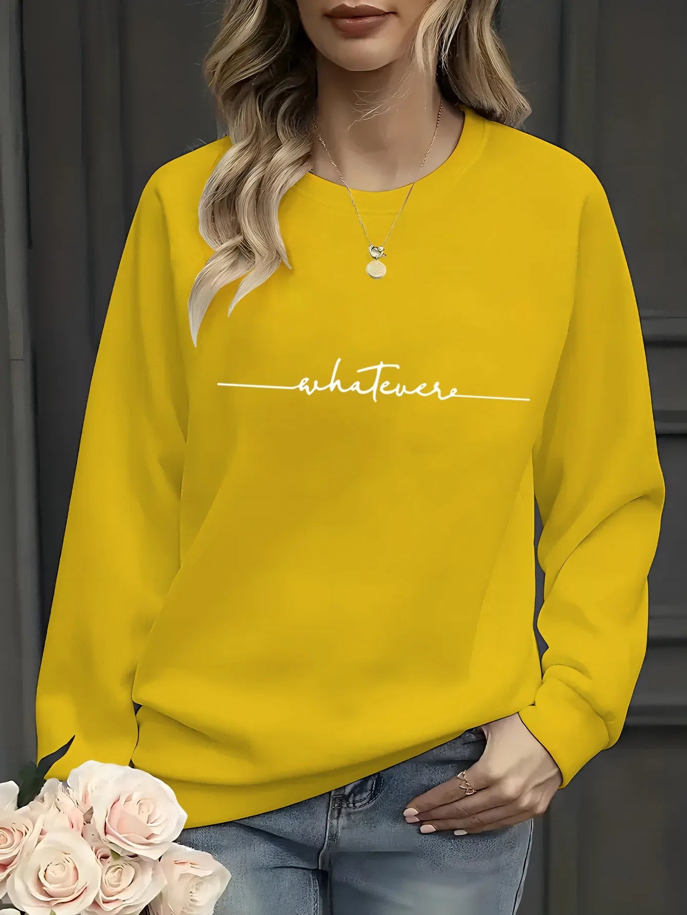 Felpa Donna Con Stampa Cuore Design Geometrico Manica Lunga Girocollo Lavabile In Lavatrice Vestibilità Regolare Autunno