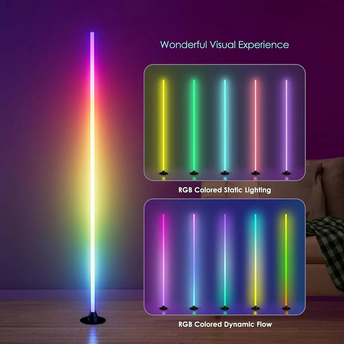 Lampada Da Terra RGB Intelligente Controllo App Telecomando Sincronizzazione Musicale Illuminazione Angolare Timer
