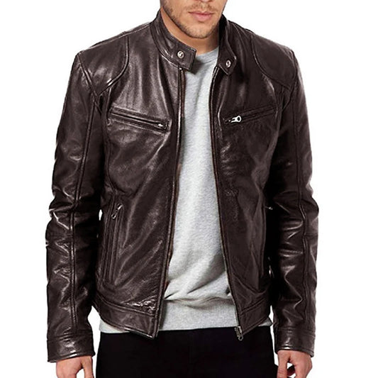 Giacche Da Moto 2024 Uomo Slim Fit In PU Pelle Sintetica Antivento Autunno Moda Casual Con Bavero