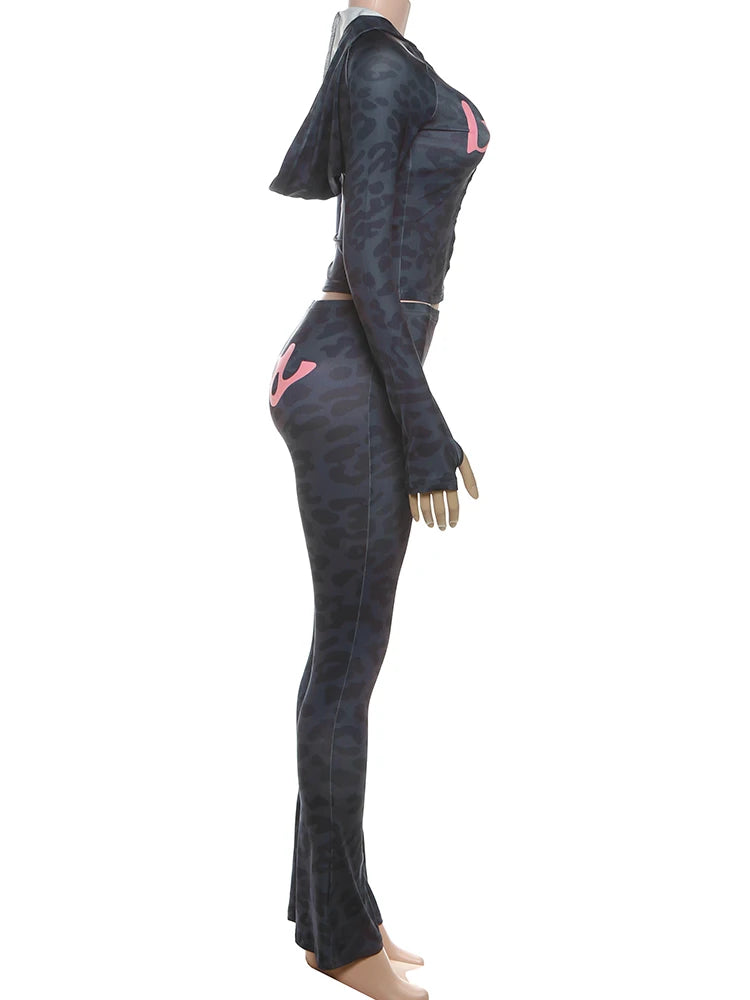 Sisterlinda Set Due Pezzi Cardigan Con Zip Da Donna Giacca Corta Con Cappuccio E Leggings Skinny Stile Sportivo