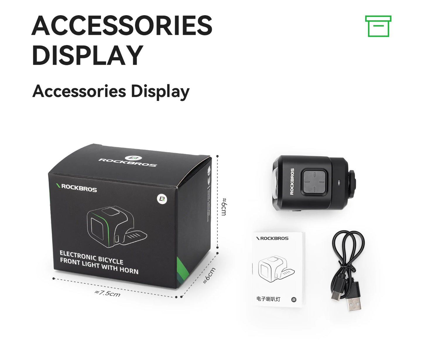 Clacson Per Bici IPX6 Antipioggia Con Ricarica Tipo C 2300mAh Faro Illumina Avvertimento Luce Anteriore Due In Uno
