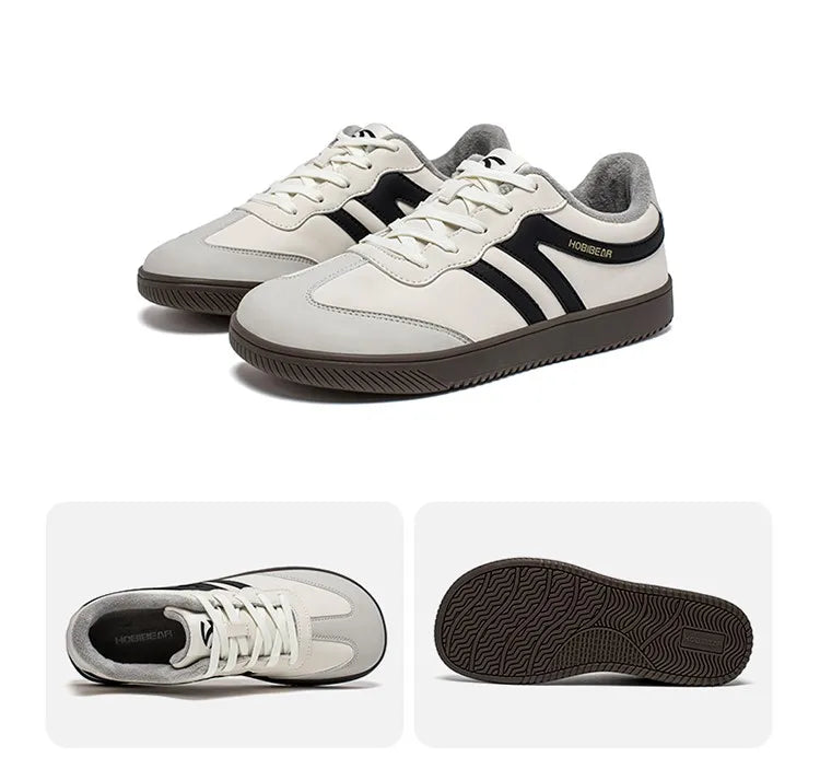 Hobibear Scarpe Da Ginnastica Unisex A Punta Larga In Pelle Artificiale Foderate In Pelliccia Sintetica Retrò Stringate