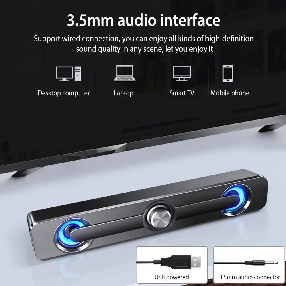 Salange Bar Sound PC Bluetooth USB Cablata Con Aux 3,5 Mm Per Proiettore Laptop Telefono Computer