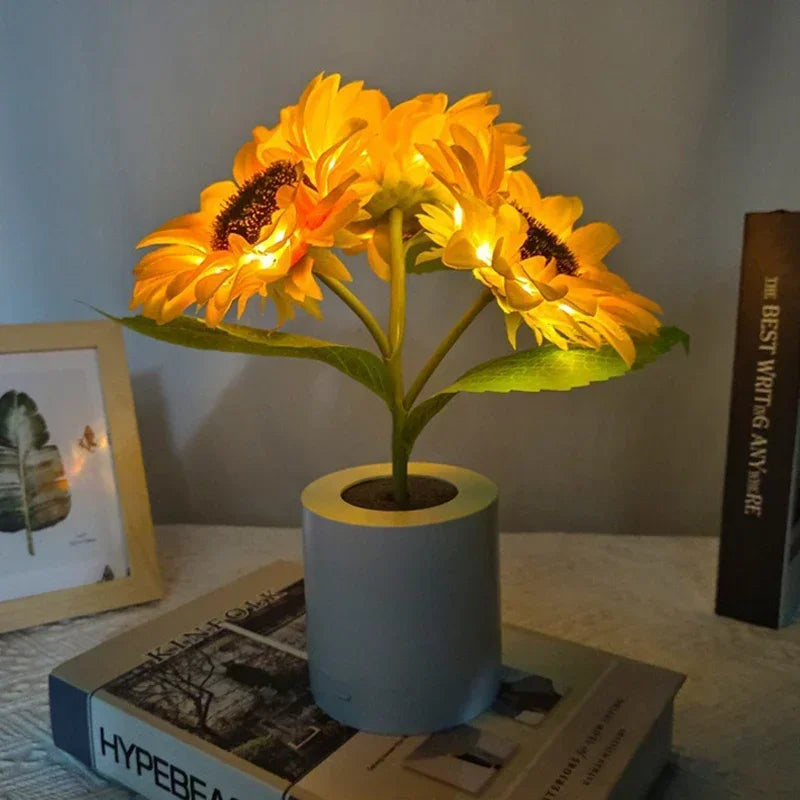 Set Di 3 Luci Notturne LED Ricaricabili Tema Girasole Per Camera Da Letto Comodino Lampade Da Tavolo