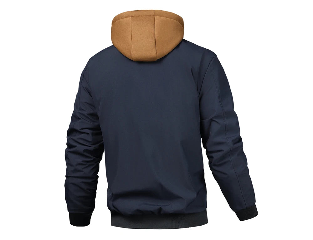 Giacca Bomber Calda Uomo Autunno Inverno Outdoor Con Cappuccio E Cerniera Termica Parka Sportiva