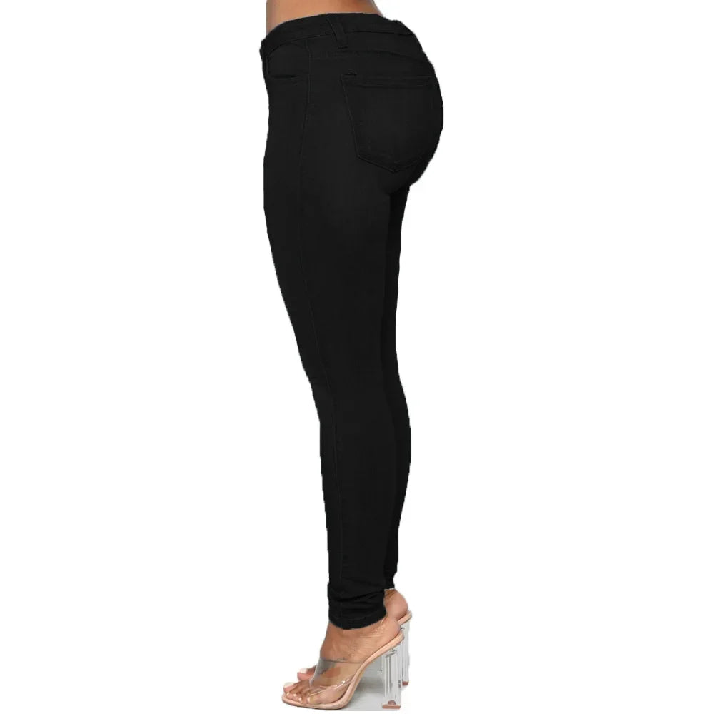 Jeans Da Donna Sexy In Denim A Matita Con Sollevamento Del Sedere Tasche Pulsante Taglia Grande Lunghezza Variabile