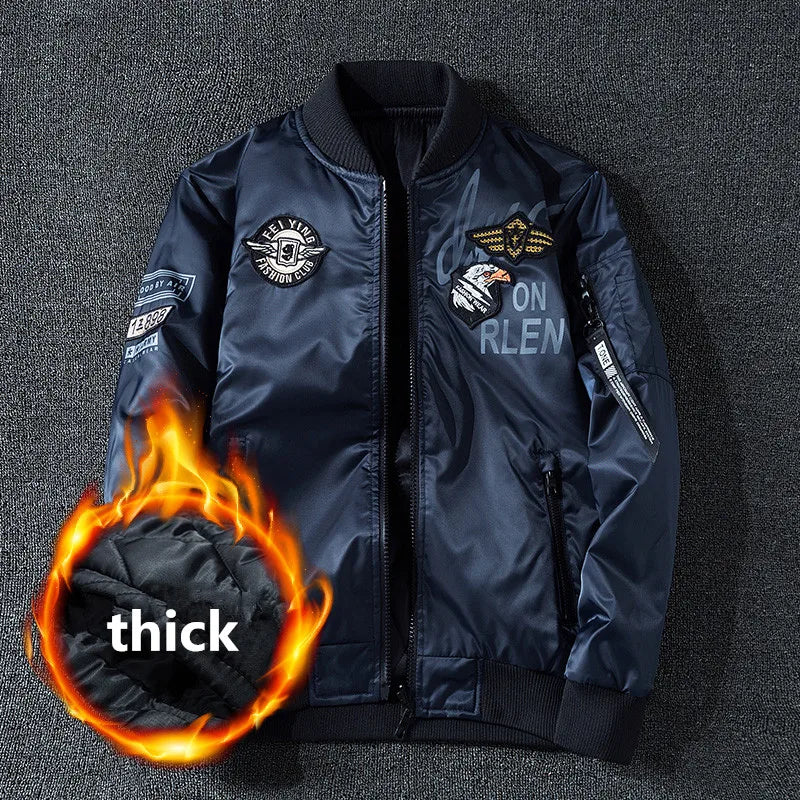 Giacca Bomber Invernale Da Uomo Reversibile Con Distintivo E Tasche Doppio Lato Per Motociclista Autunno