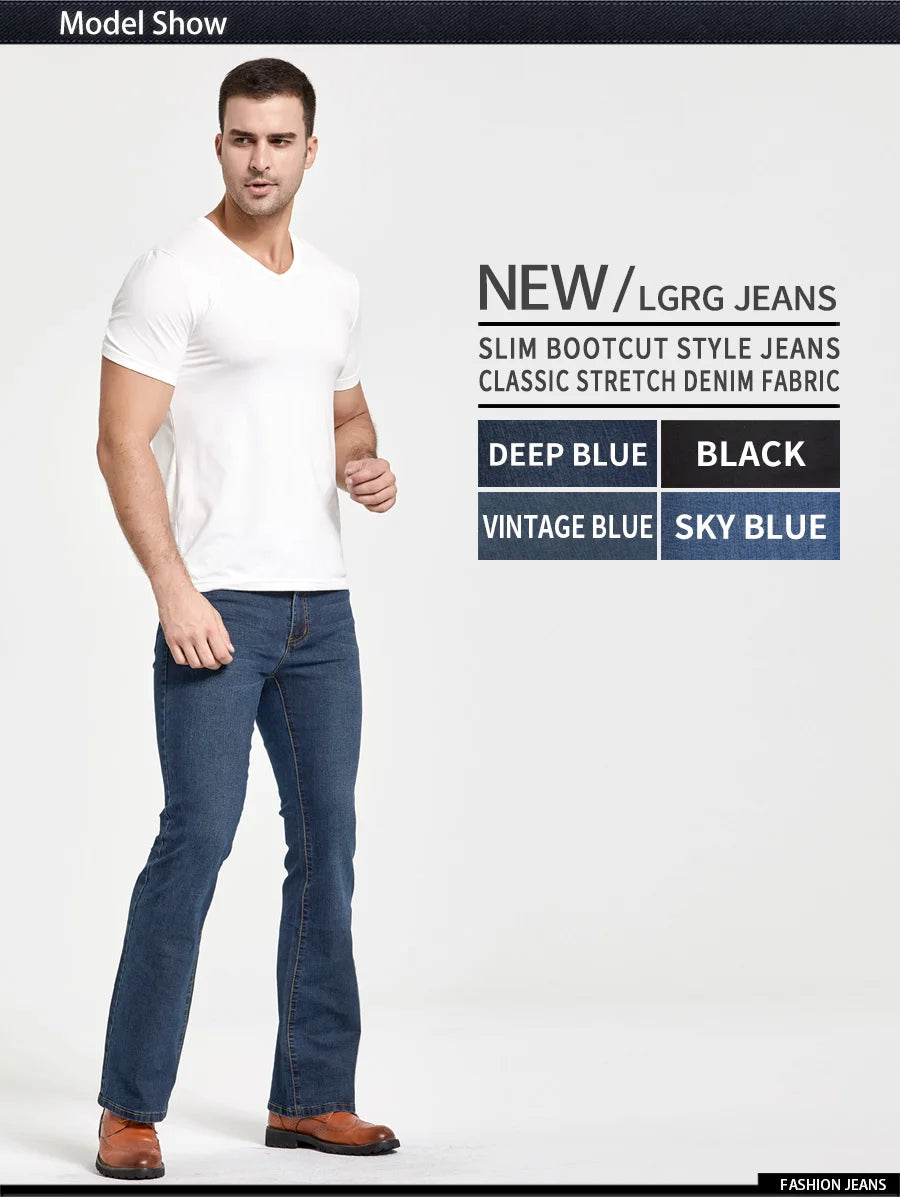 Jeans Da Uomo Con Taglio A Stivale Slim Fit Blu Neri Elasticizzati Denim Classici Firmati