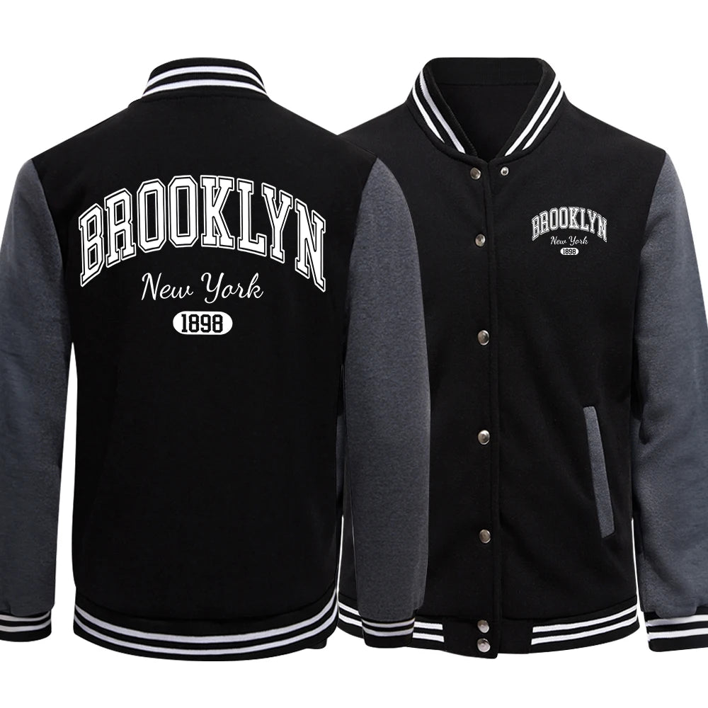 Giacche Baseball Uomo Stile Preppy Casual Brooklyn New York 1898 City Letter S 5XL High Street Tops