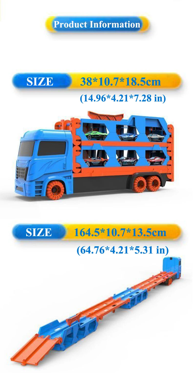 Grande Camion Trasportatore per Auto con Pista Pieghevole Veicolo da Corsa Giochi Competitivi per Bambini Regalo