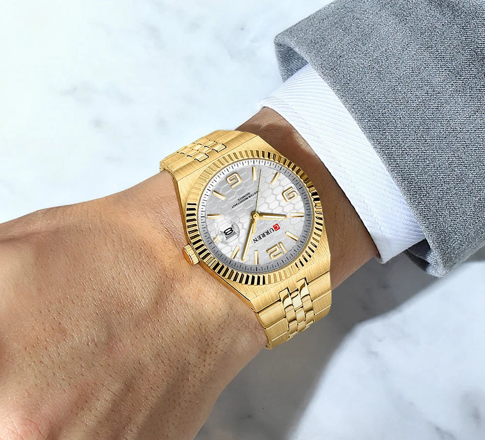 Curren Orologio Quarzo Nero Classico Con Lancette Luminose Data Automatica Cinturino In Acciaio Inox Uomo
