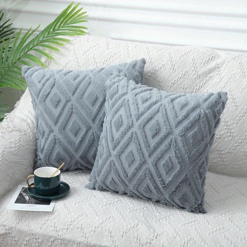 Fodera Per Cuscino In Peluche Jacquard Rombo Grigio Poliestere 100 Percento Stile Nordico Per Divano Ufficio Auto