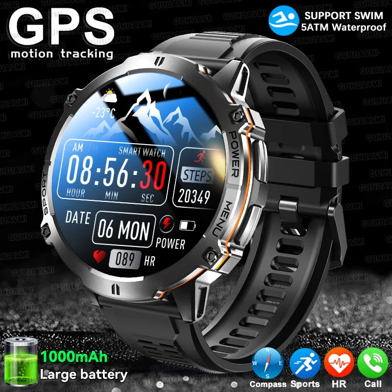 Smartwatch Da Uomo Militare T Rex 3 2025 HD AMOLED Chiamata Bluetooth Impermeabile 10 ATM 1000mAh Fitness All Aperto