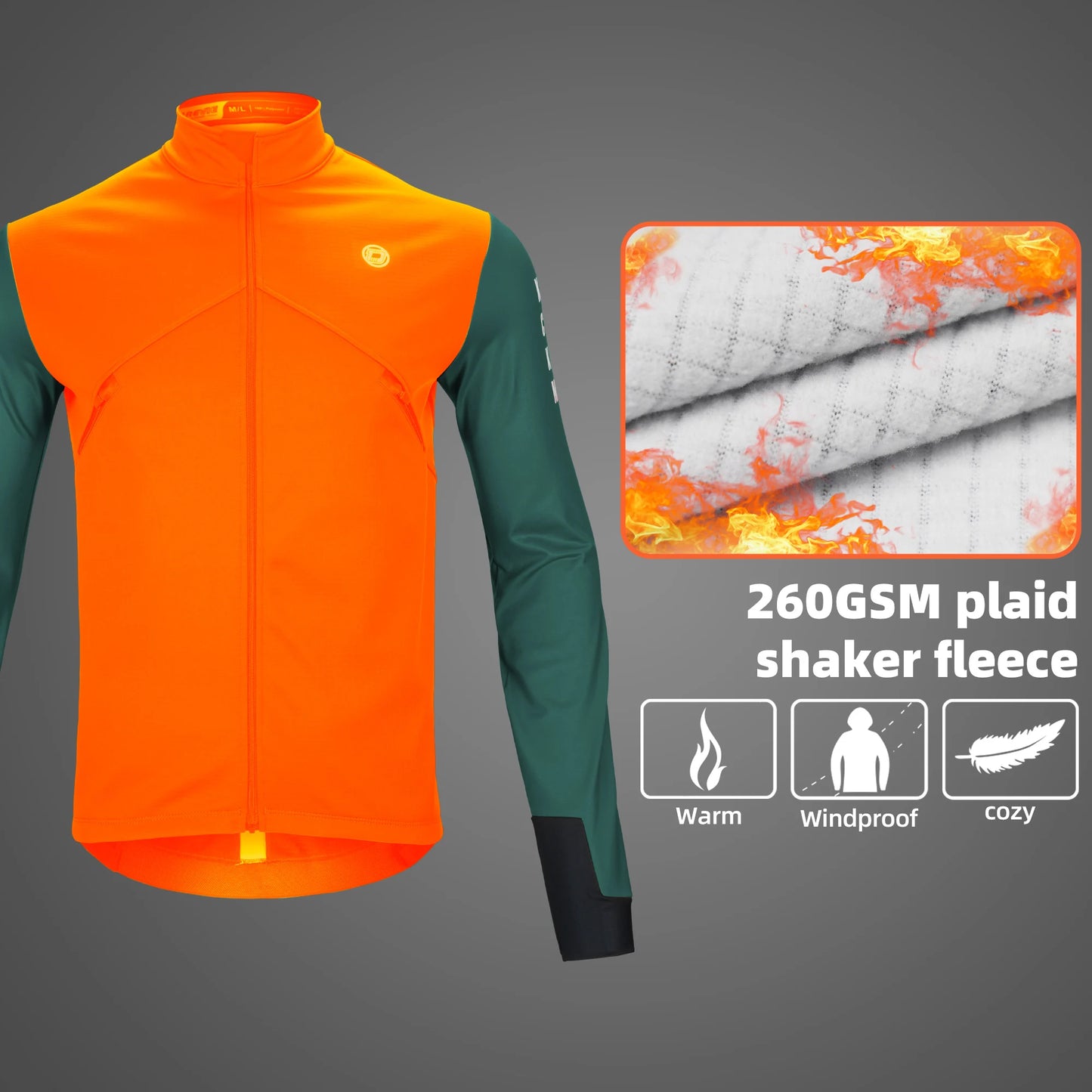 Giacca Da Ciclismo Uomo Antivento In Pile Manica Lunga Calda Morbida Traspirante Con Tasche Riflettenti Professionale