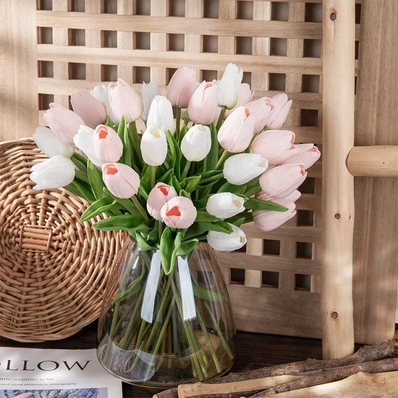 10 pezzi di fiori artificiali di tulipano, bouquet al tocco reale, fiori finti, decorazione per forniture di nozze, decorazioni per la casa, fiori di San Valentino