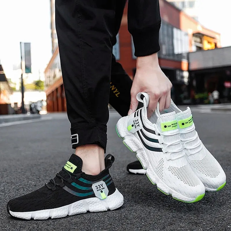 Scarpe Sportive Da Uomo Leggere E Traspiranti Sneakers Da Corsa Nere In Mesh Esterni Scarpe Da Passeggio Atletiche