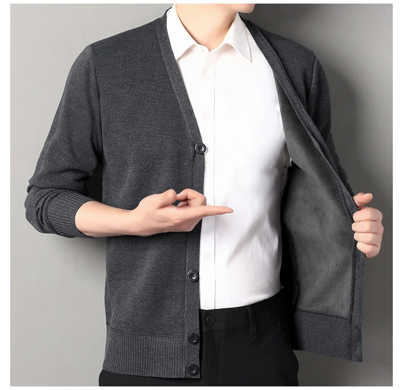 Cardigan In Pile Da Uomo Morbido E Caldo Lavorazione A Maglia Robusta Per Autunno Inverno Comfort Totale