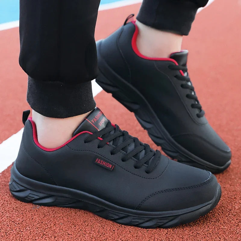 Scarpe da Corsa Uomo Impermeabili in Pelle Sneakers Sportive da Esterno Leggere per Passeggiata e Running