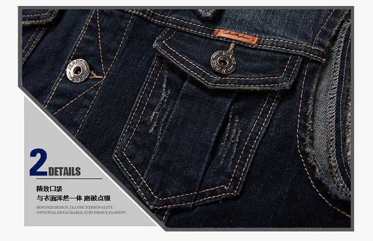 Gilet In Denim Da Uomo Plus Size Elasticizzato Senza Maniche Stile Moto Con Tasche 6XL 7XL 8XL