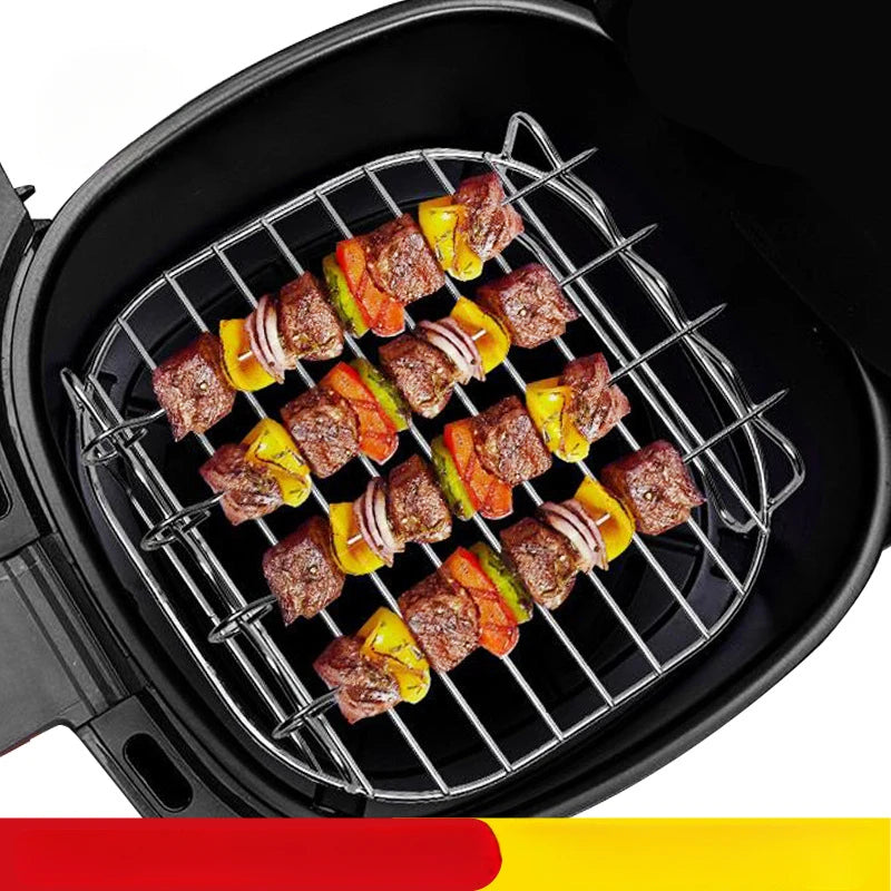Set Grill Da Esterno Con Spiedini E Staffe Per Barbecue In Acciaio Inossidabile Per Friggitrice Ad Aria Quadrata