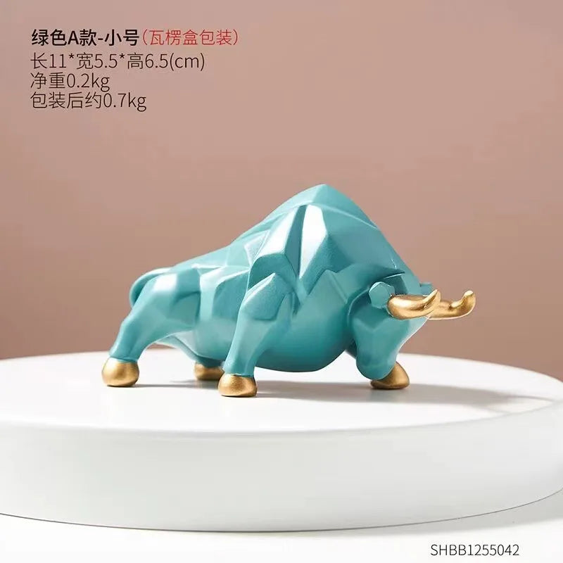 Mini Modello Toro Geometrico In Resina Feng Shui Decorazione Da Interni Wall Street Azioni Figurine