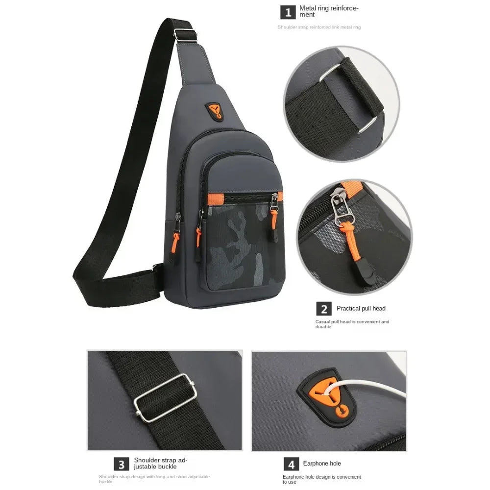 Borsa Da Petto Da Uomo In Tessuto Oxford Nero Grigio Blu Marsupio Grande Capacità Con Tracolla Unisex Sportiva Esterno
