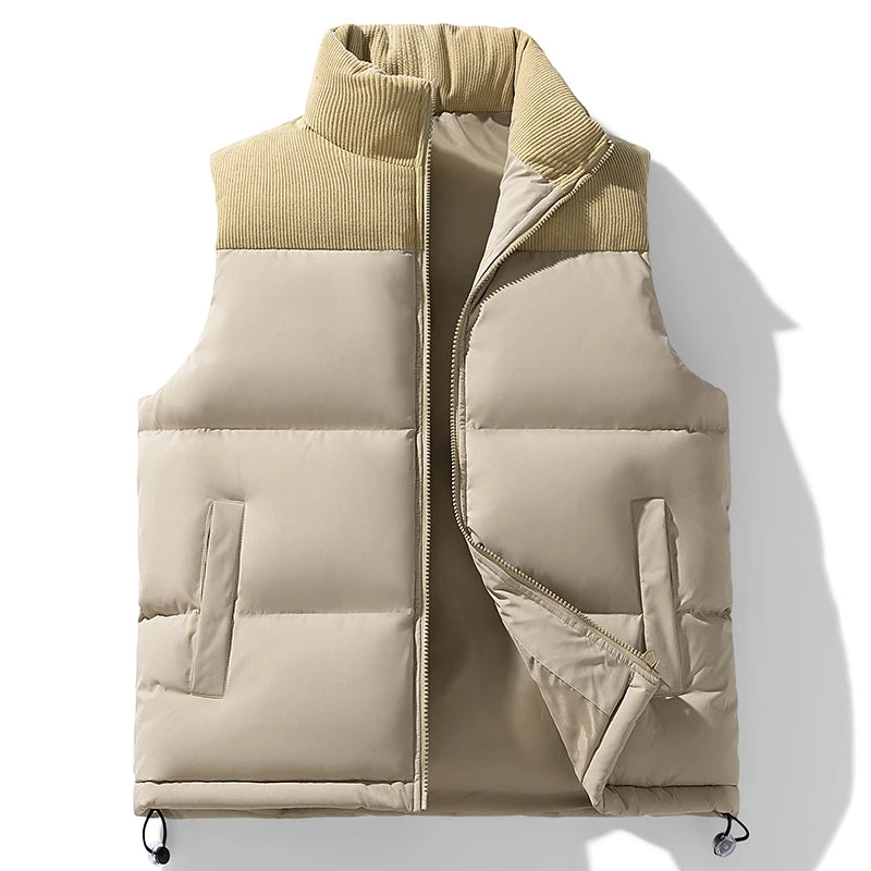 Gilet Imbottito da Uomo Con Cerniera Senza Maniche Giacca Casual Autunnale In Cotone Spesso