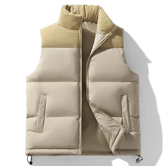Gilet Imbottito da Uomo Con Cerniera Senza Maniche Giacca Casual Autunnale In Cotone Spesso
