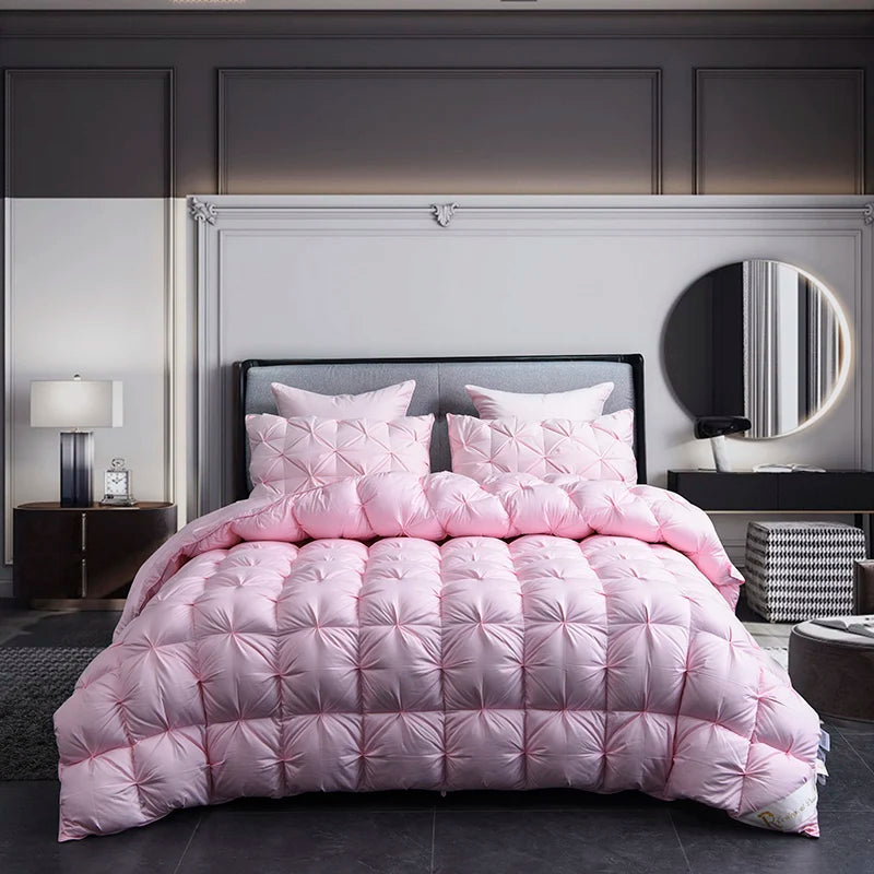 Piumino In Piuma Oca Bianca Caldo Inverno Spesso 3D Imbottitura Coperta Trapunta Letto Singolo Doppia